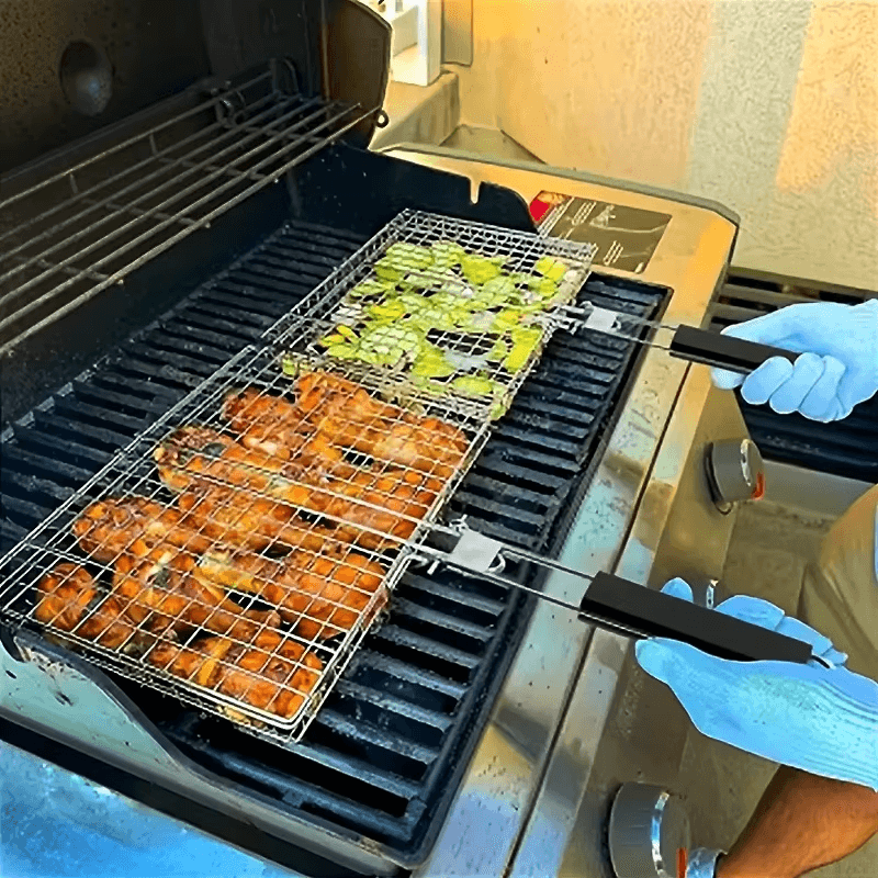 Portable Heavy-Duty Stainless Steel BBQ Grill Basket