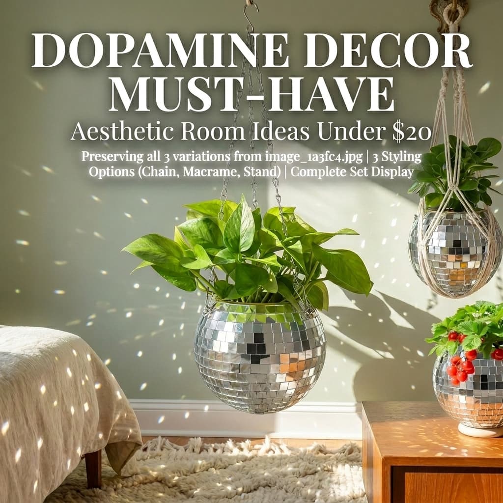 FGBNM 6" Disco Ball Planter Set with Hanging Chain & Rope
