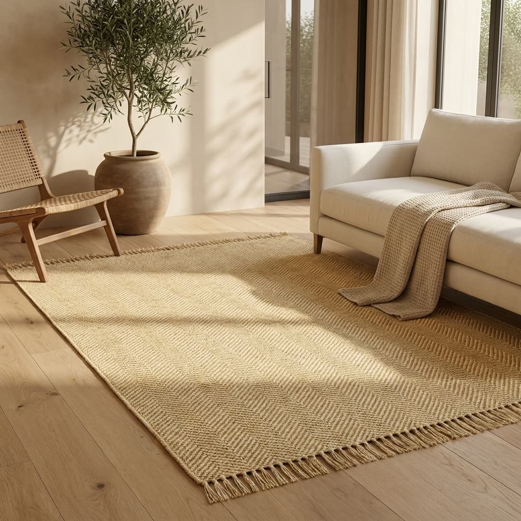 BESTSWEETIE 5x7 Hand-Woven Washable Boho Area Rug Natural