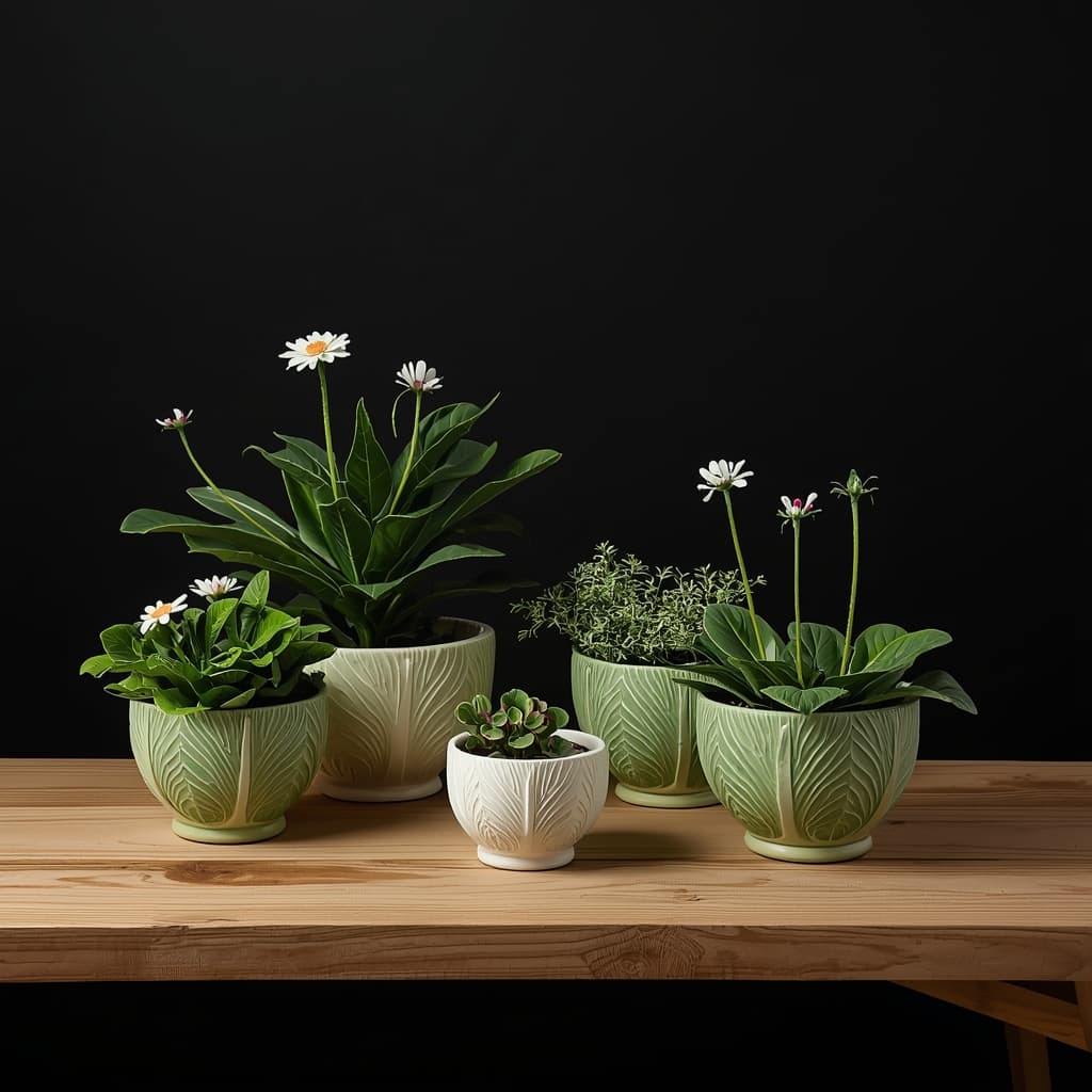 Creative Chinese Cabbage Ceramic Vase - Small Plant Pots Table Decoration