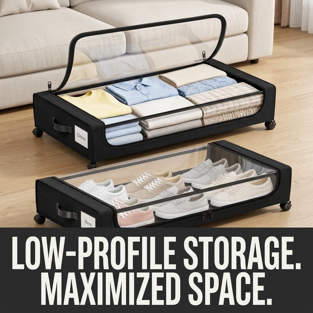 Camkey Low-Profile Rolling Storage Bins (2-Pack)