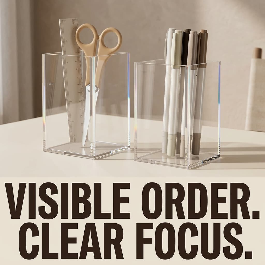 NIUBEE Clear Acrylic Pen Holder (2-Pack)