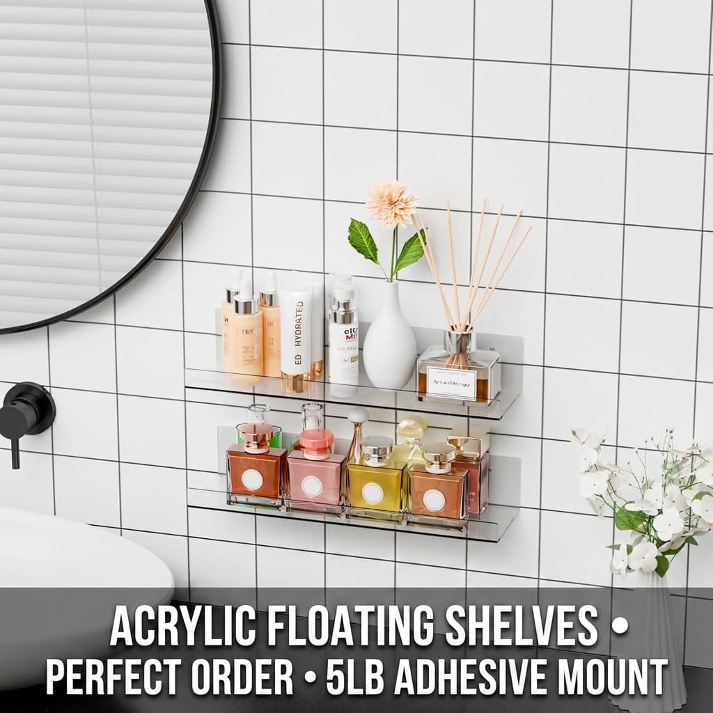 Cq acrylic 4 Pack Clear Floating Wall Shelves (15 Inch)