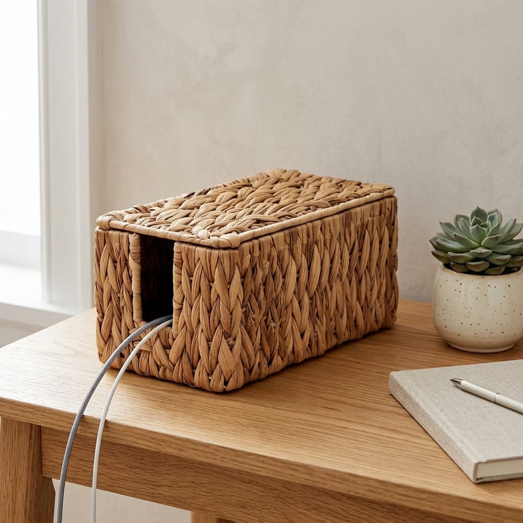 Hamgtrion Handwoven Water Hyacinth Cable Management Box