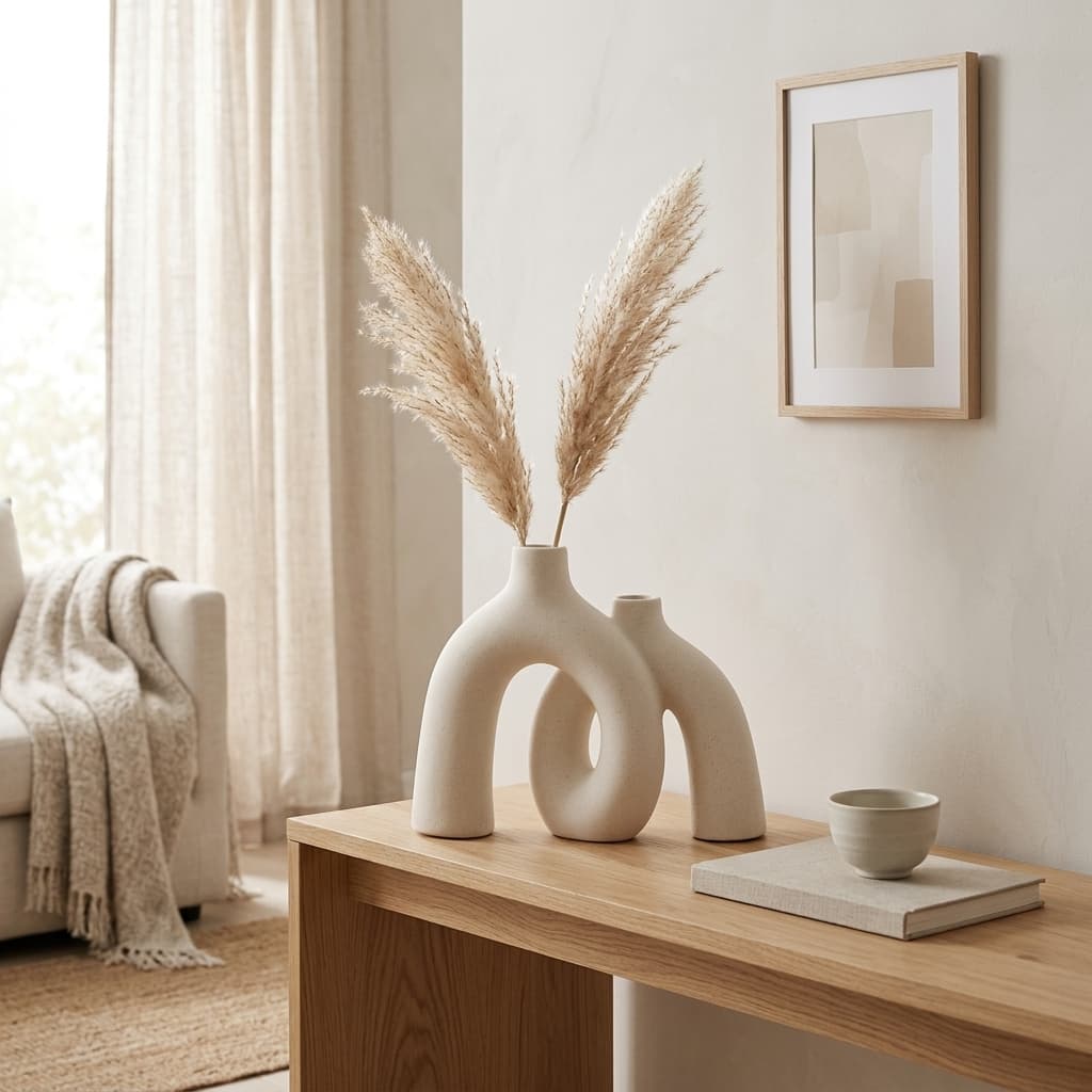Jonronboci Hug Donut Decorative Ceramic Vase Set Cream White