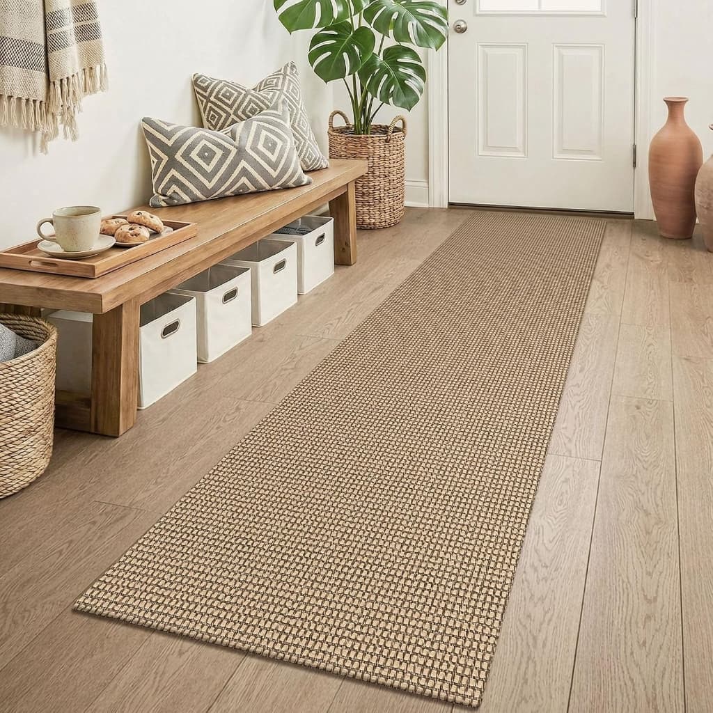 KOZYFLY Boho Hallway & Bathroom Runner Rug 2x6 ft, Washable Non-Slip Braided Carpet