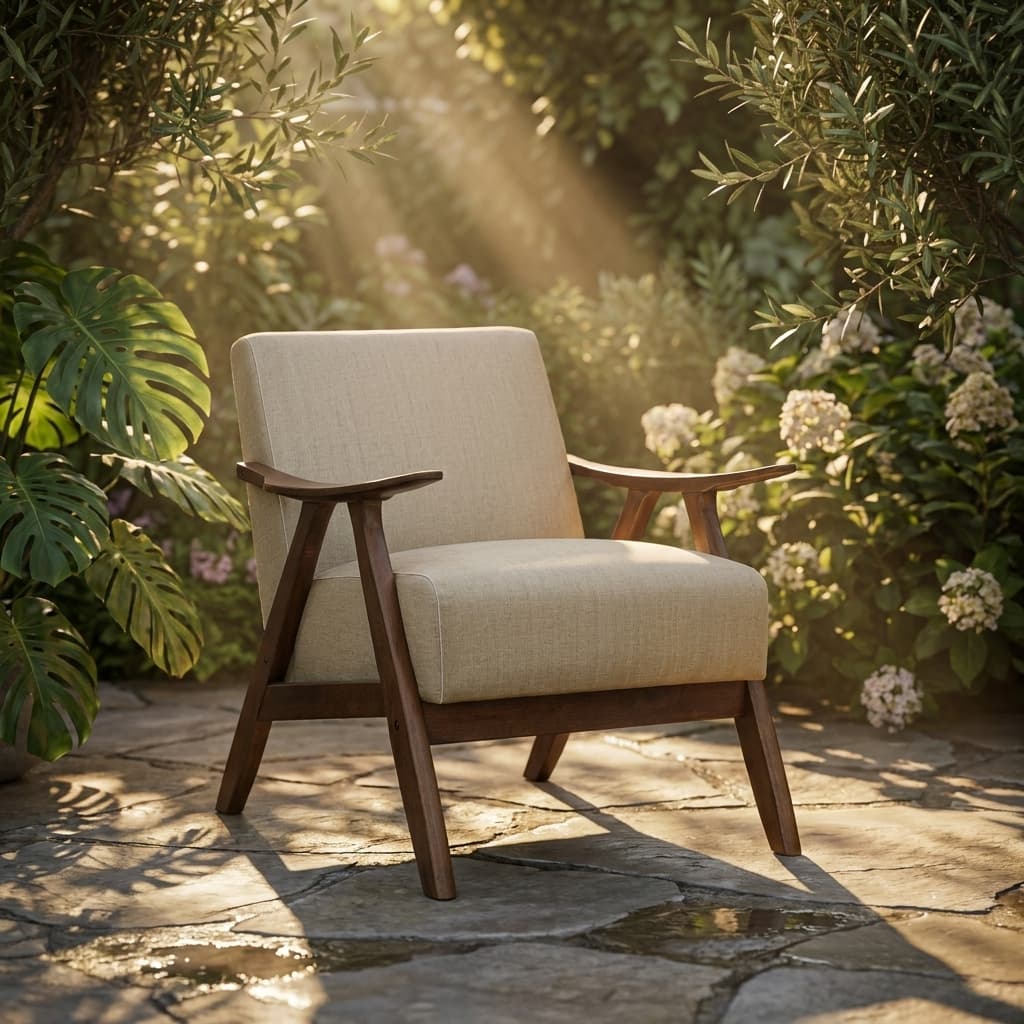 Lexicon Mid Century Accent Chair Walnut Light Brown