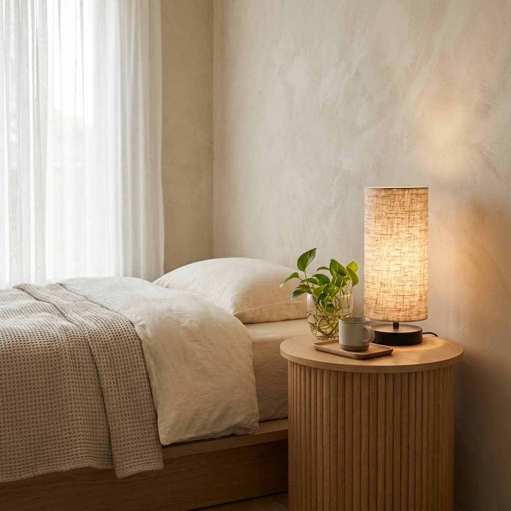 Lifeholder Minimalist Cylinder Linen Table Lamp