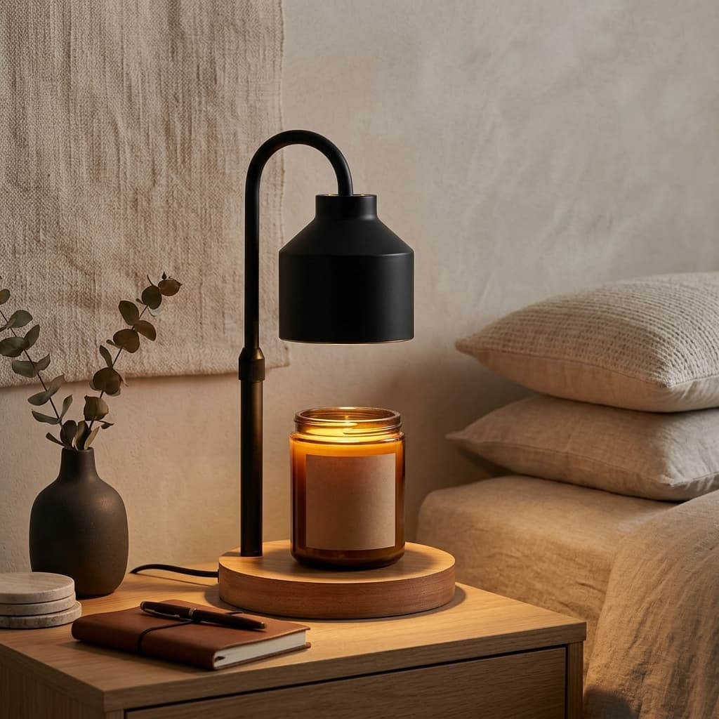 LISUNAR Electric Candle Warmer Lamp with Timer & Stepless Dimmer Black