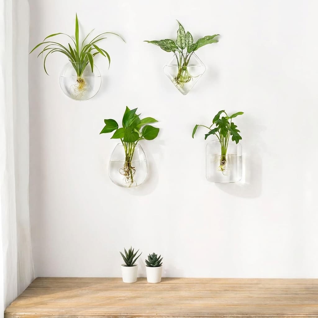 Mkono 4 Pack Wall Glass Propagation Planters