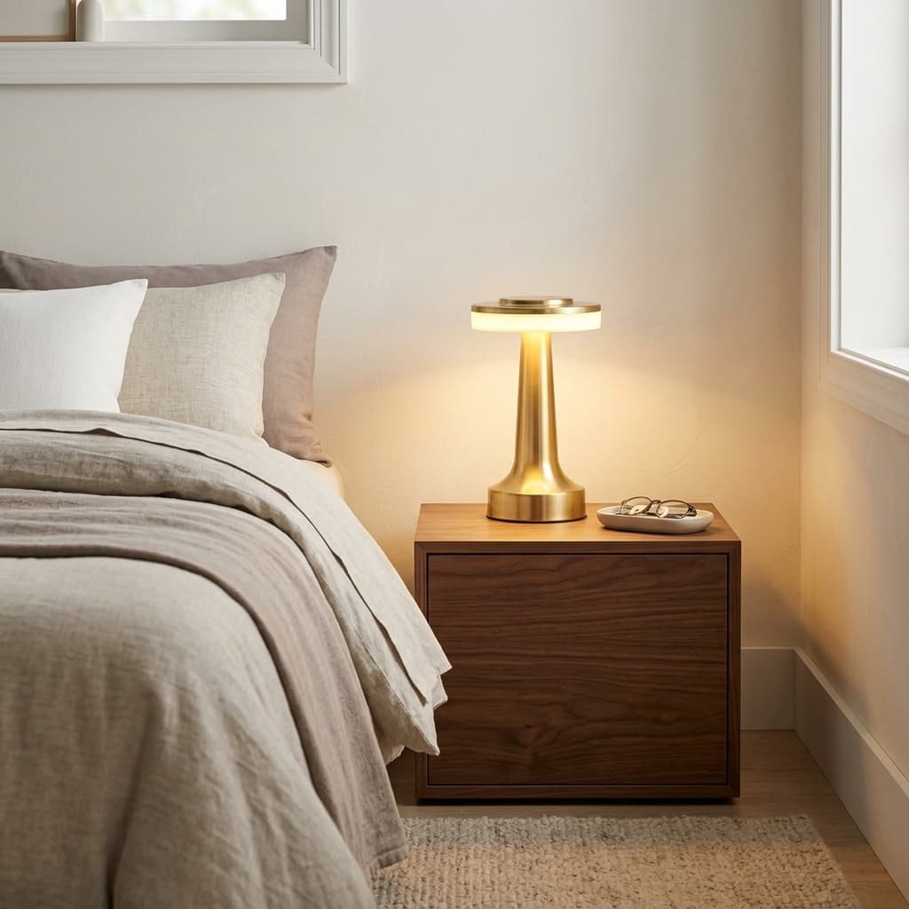 O'Bright Dome Cordless Rechargeable LED Mushroom Table Lamp Gold