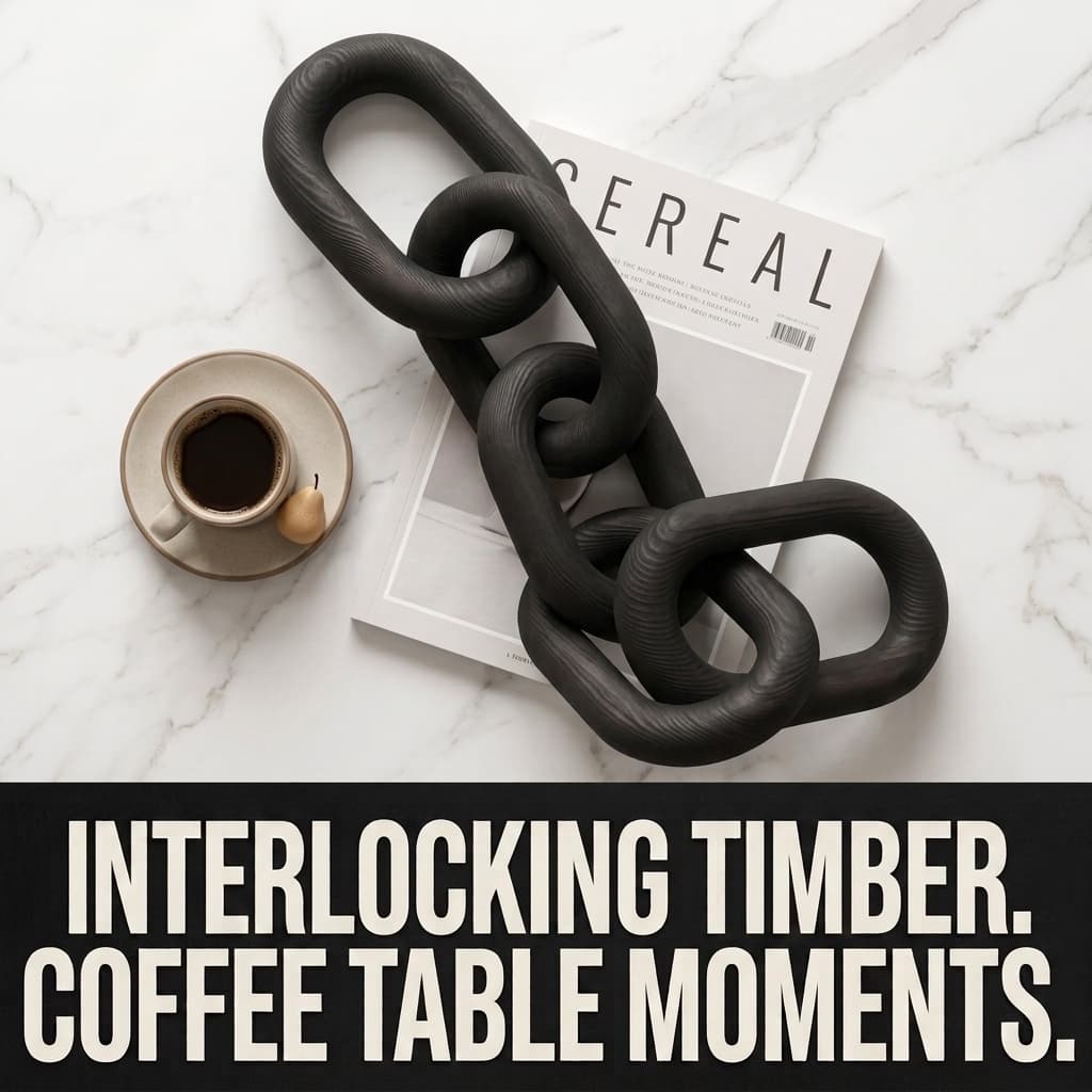 PEAKOLY Black Wood 5-Link Chain Decor