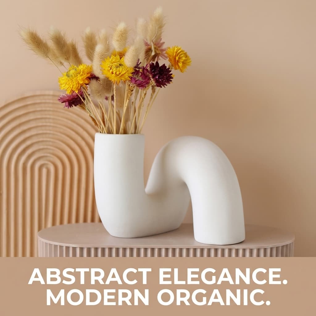 PhiDor Abstract Pipe-Shaped Ceramic Flower Vase