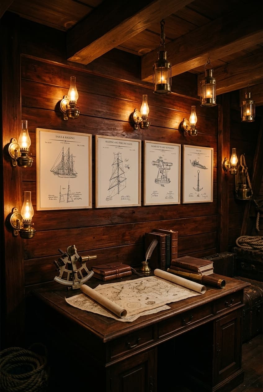 Poster Master 4-Piece Vintage Sailing Blueprint Poster Set 8x10 Unframed