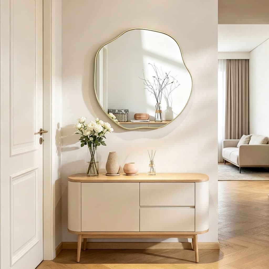 POZINO 25in Scalloped Irregular Mirror Gold