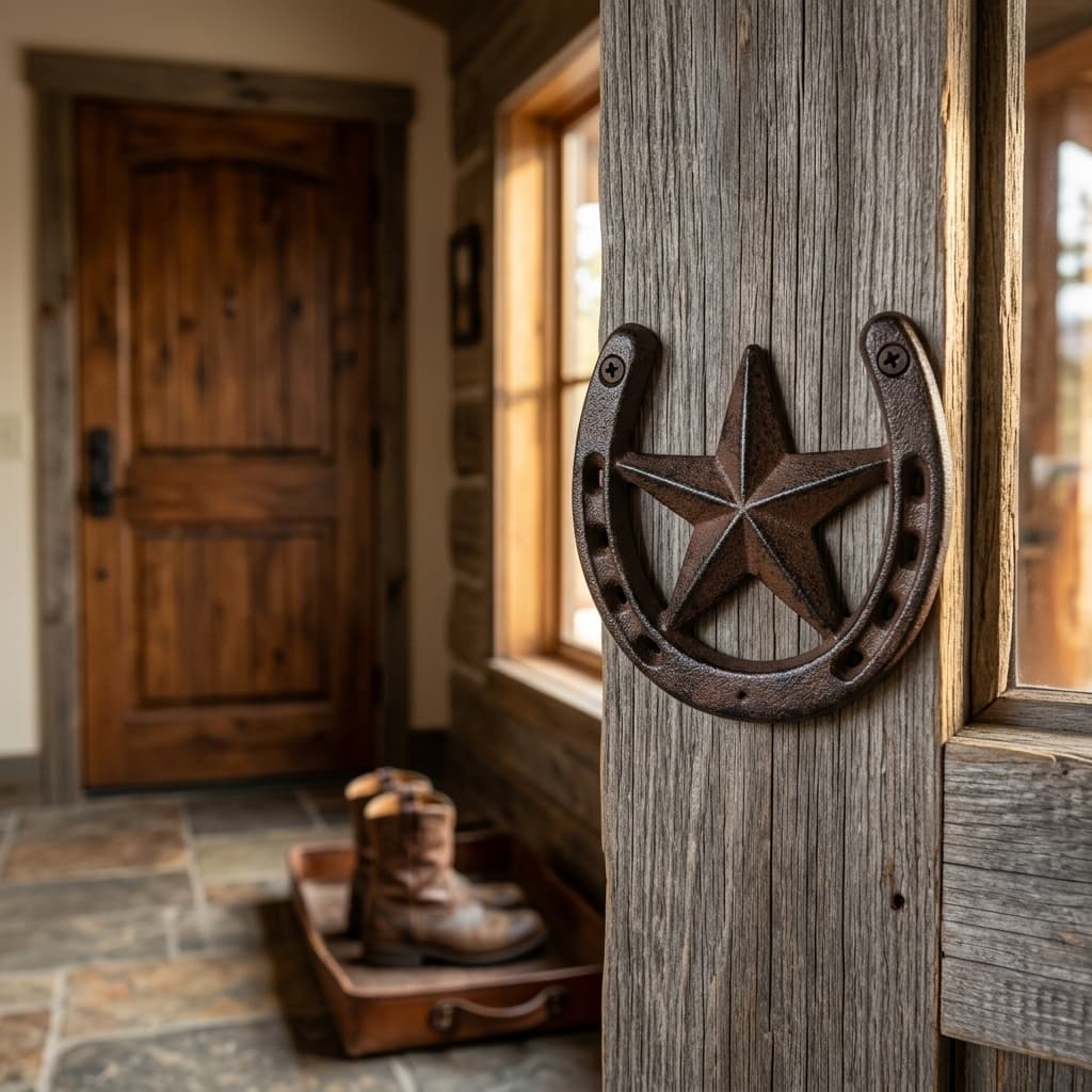 RONYOUNG Cast Iron Horseshoe with Star Wall Decor
