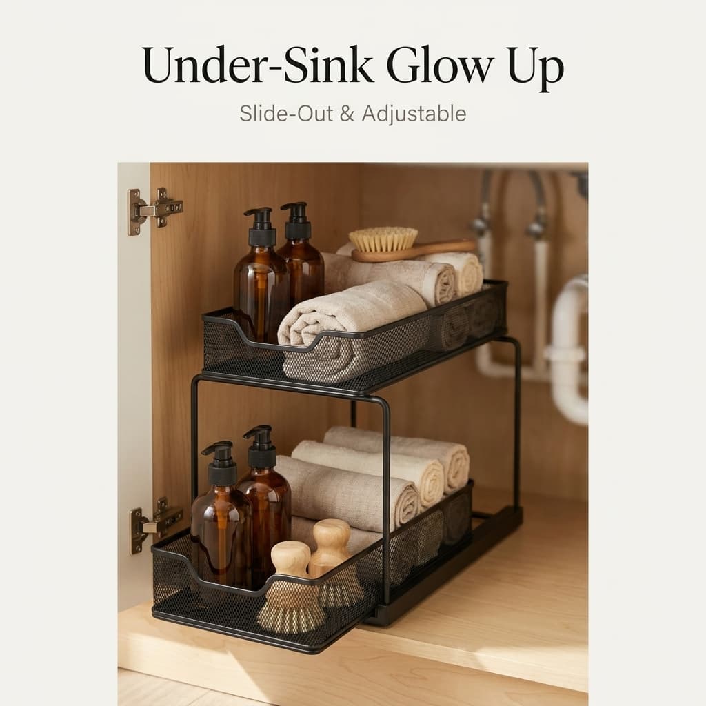AURIKAR 2-Tier Pull-Out Under Sink Organizer (2-Pack)