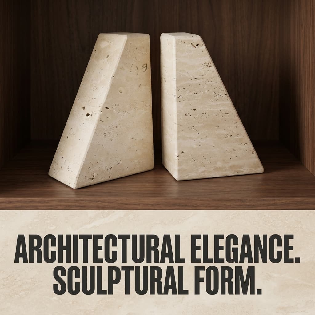karibiber Roman Travertine Geometric Bookends
