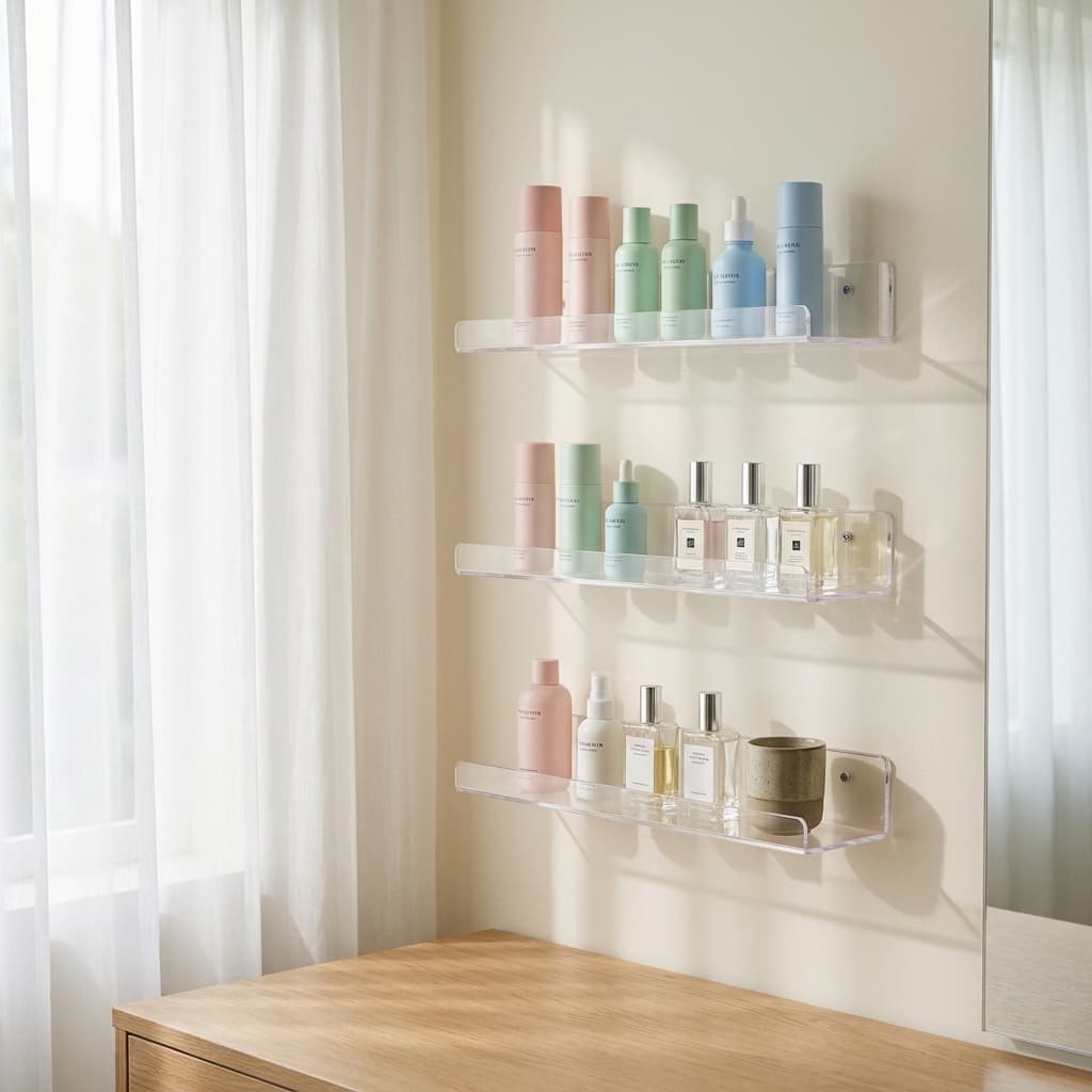 upsimples 4 Pcs 15-Inch Clear Acrylic Floating Wall Shelves