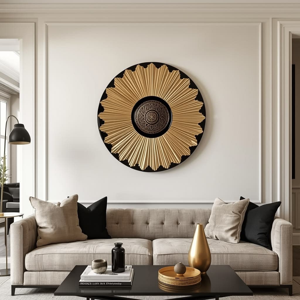Hand-Painted Ceramic Gallery Plate (Black & Gold)