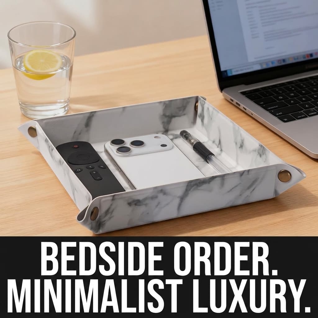 WAYIFON PU Leather Bedside Valet Tray
