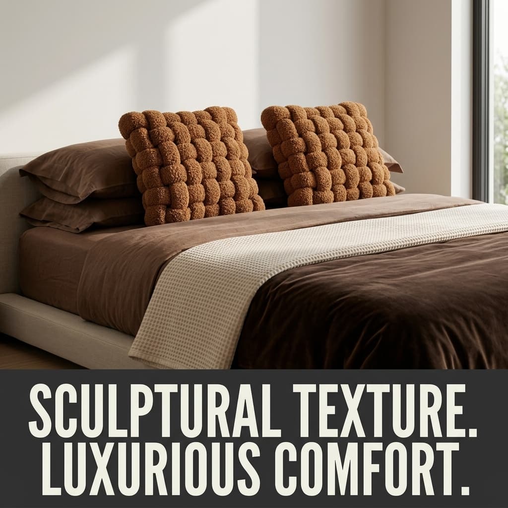 Wenqik Caramel Bouclé Knot Throw Pillows (2-Pack)