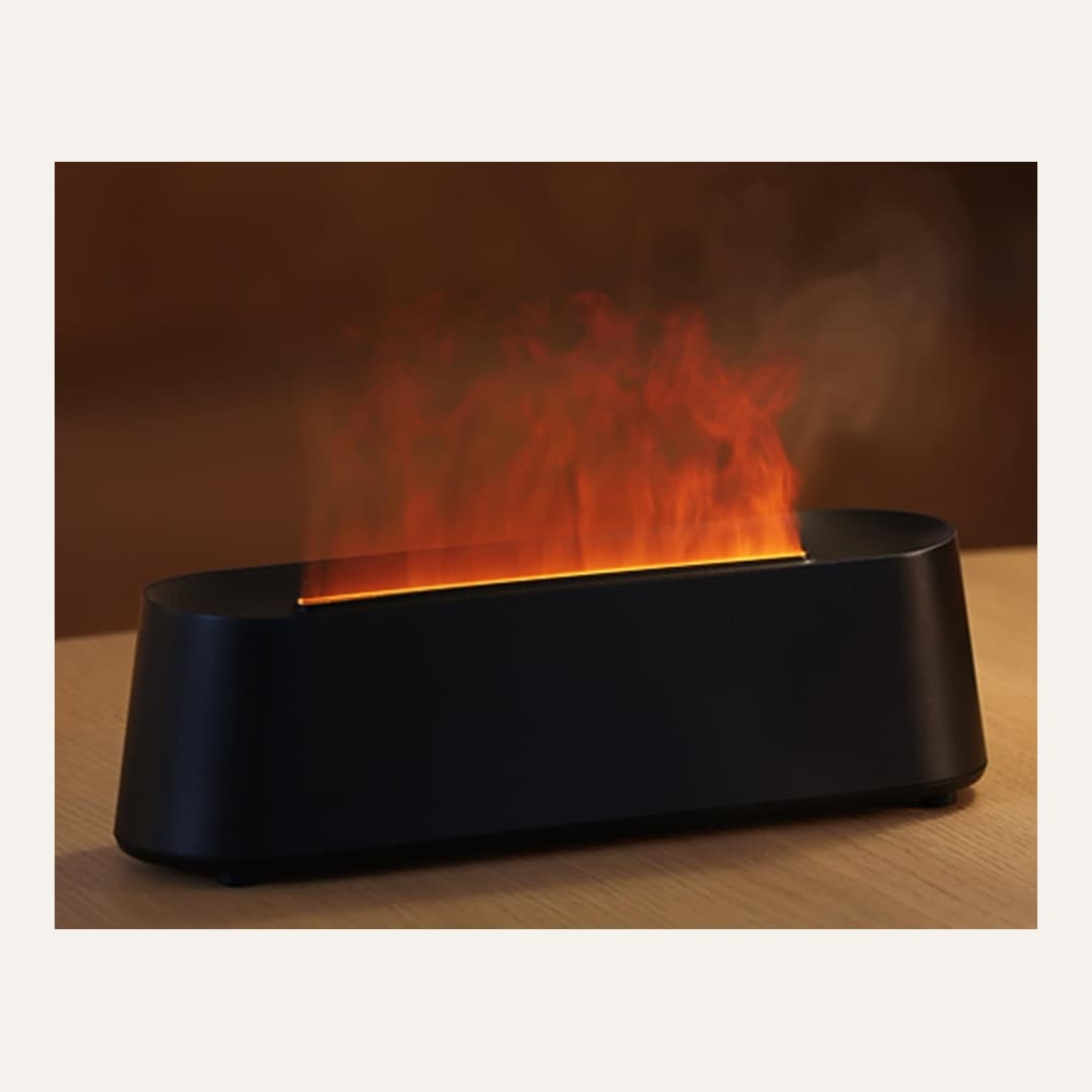 Yaledi 250ml Fireplace Flame Mist Essential Oil Diffuser Black