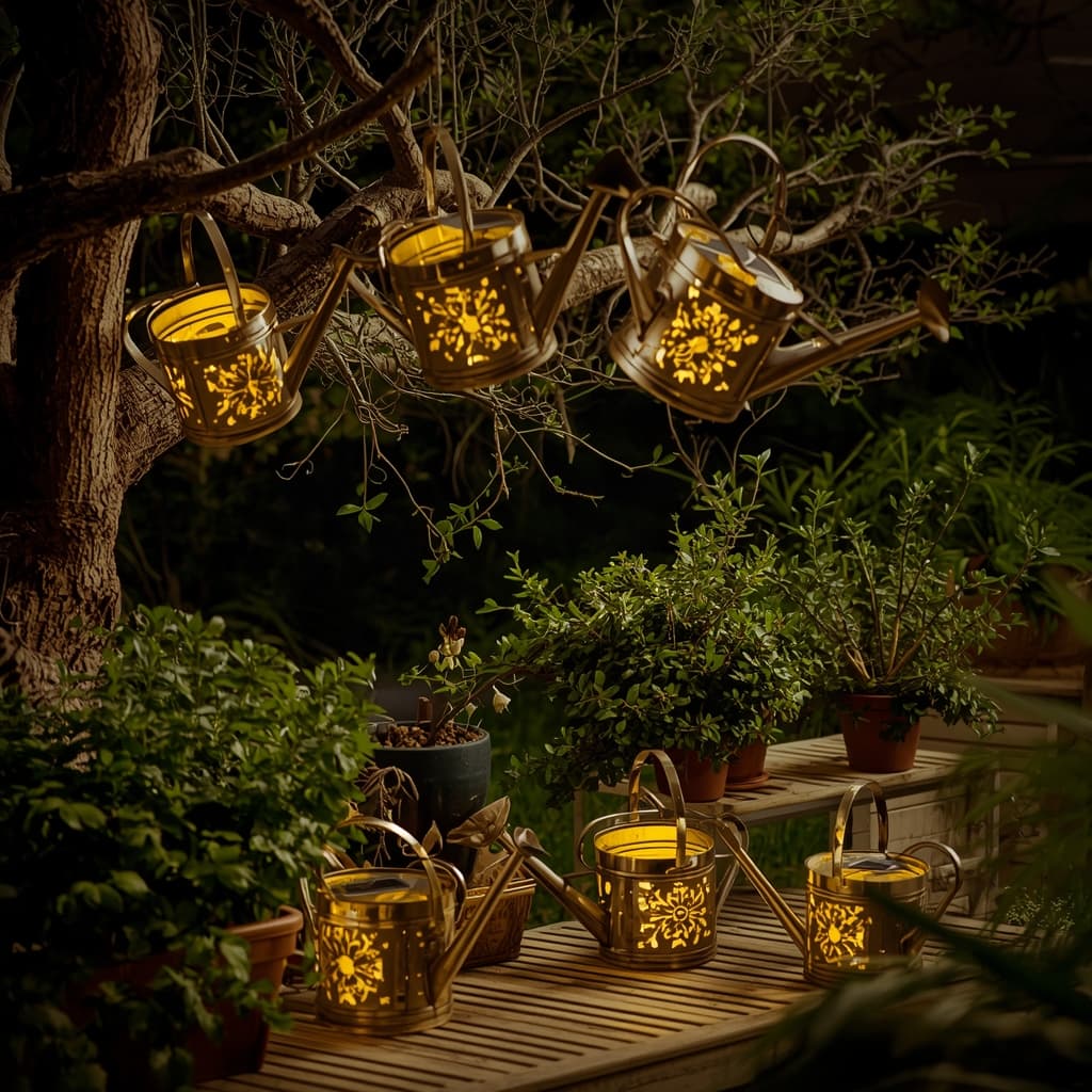 1pc Solar Watering Can with Lights - Solar Lanterns Outdoor Hanging Waterproof Garden Decor