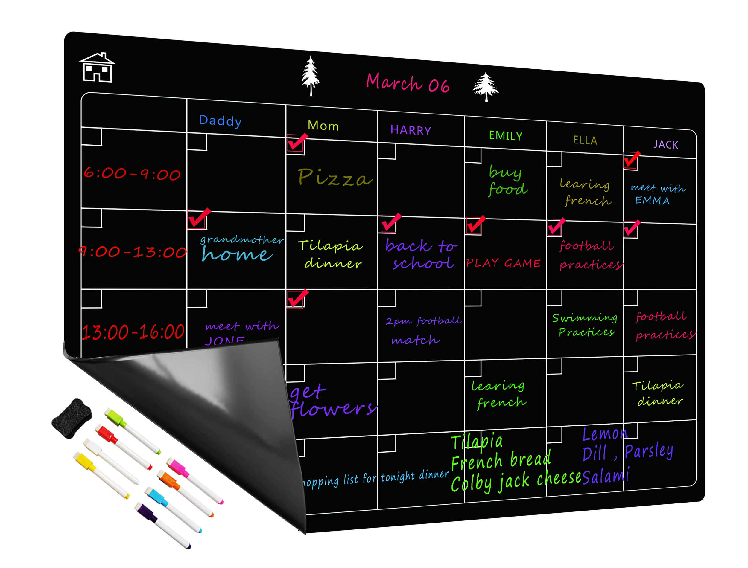 Aesthetic Magnetic Whiteboard Calendar Board â Spring Planning with Hand-Drawn Design