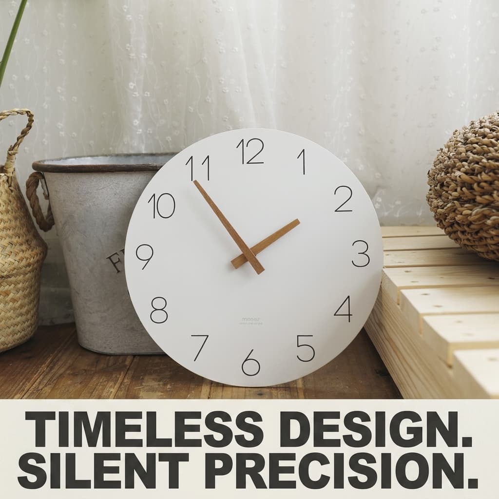 mooas Flatwood Silent Non-Ticking Wall Clock