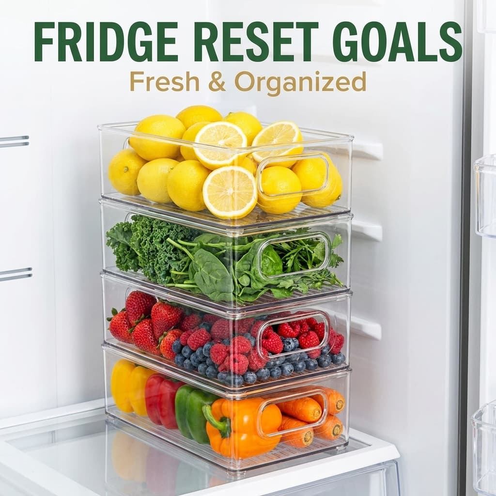 Beauty Cottage 6-Pack Stackable Refrigerator Organizer Bins