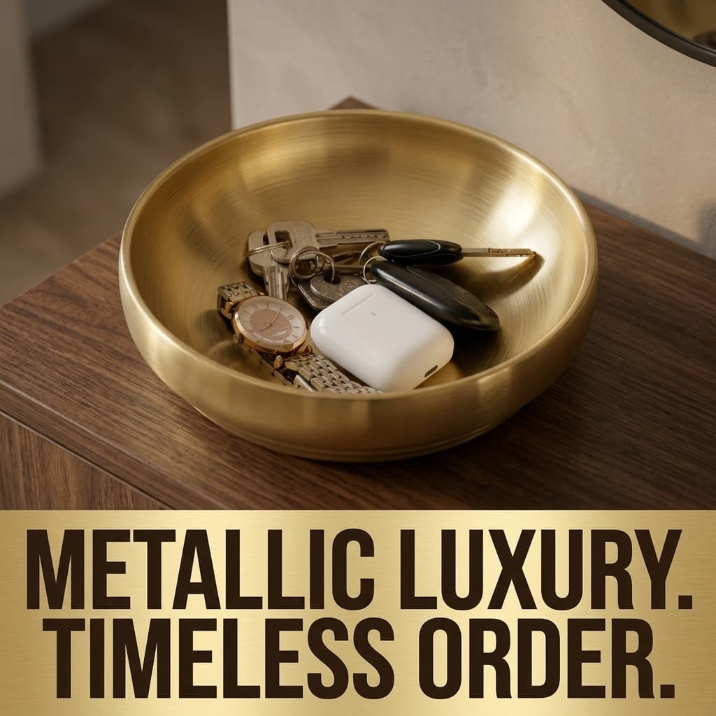 GUSHBIN Stainless Steel Gold Key Bowl (7.4")