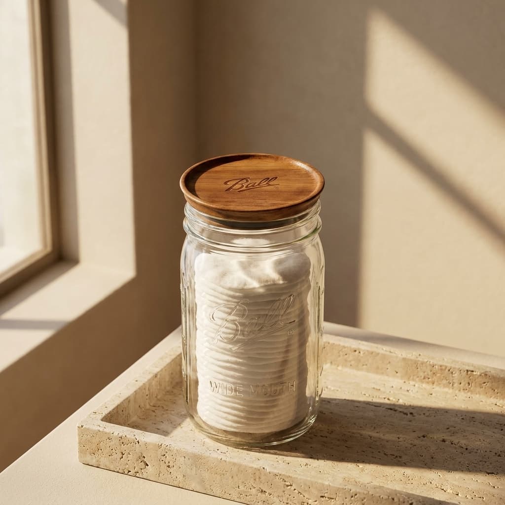 Ball Wide Mouth Acacia Wood Storage Lids (5-Pack)
