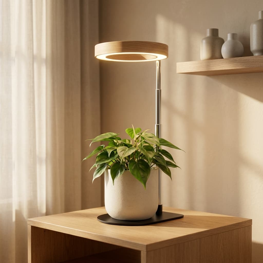 Kullsinss 3.5in Halo Plant Lights Wood Grain 3 Pack