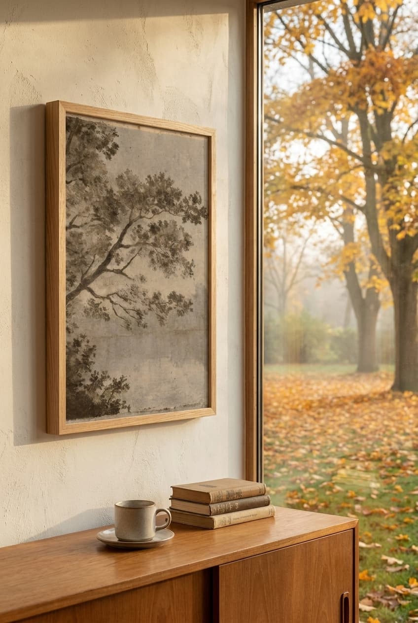 LJTYTHJA Vintage Landscape Wall Art Framed 8x10 Nostalgic River