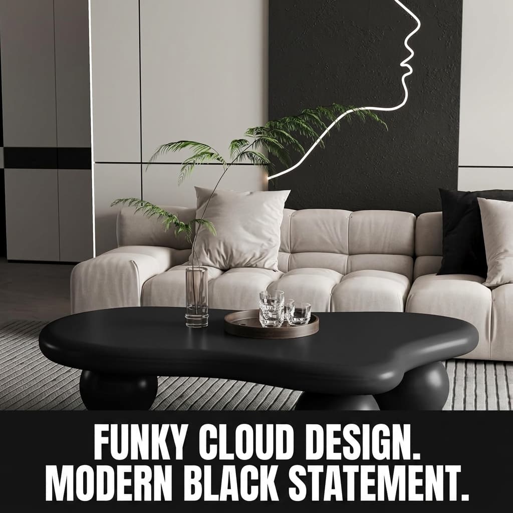 MLZTINGR 47" Modern Irregular Cloud Coffee Table