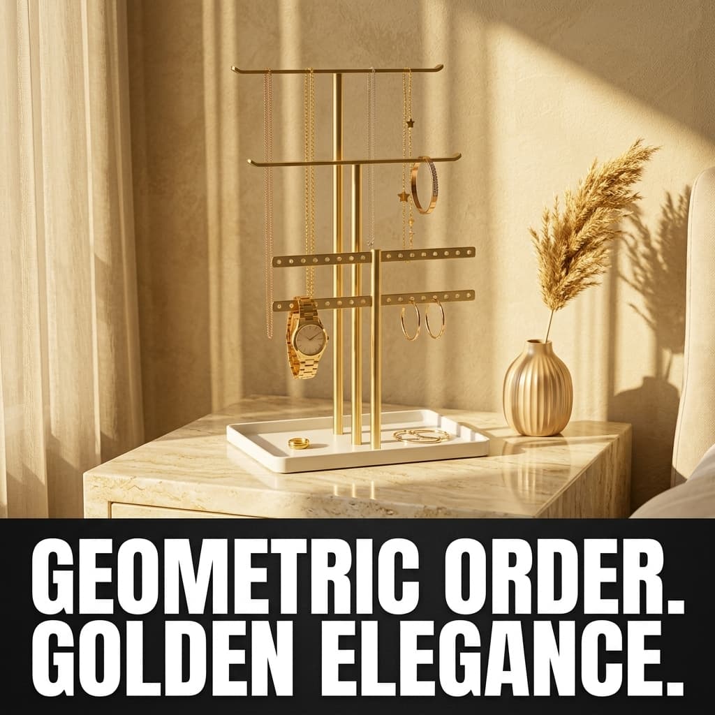 pickpiff 14.5" Geometric Gold Jewelry Stand Tower