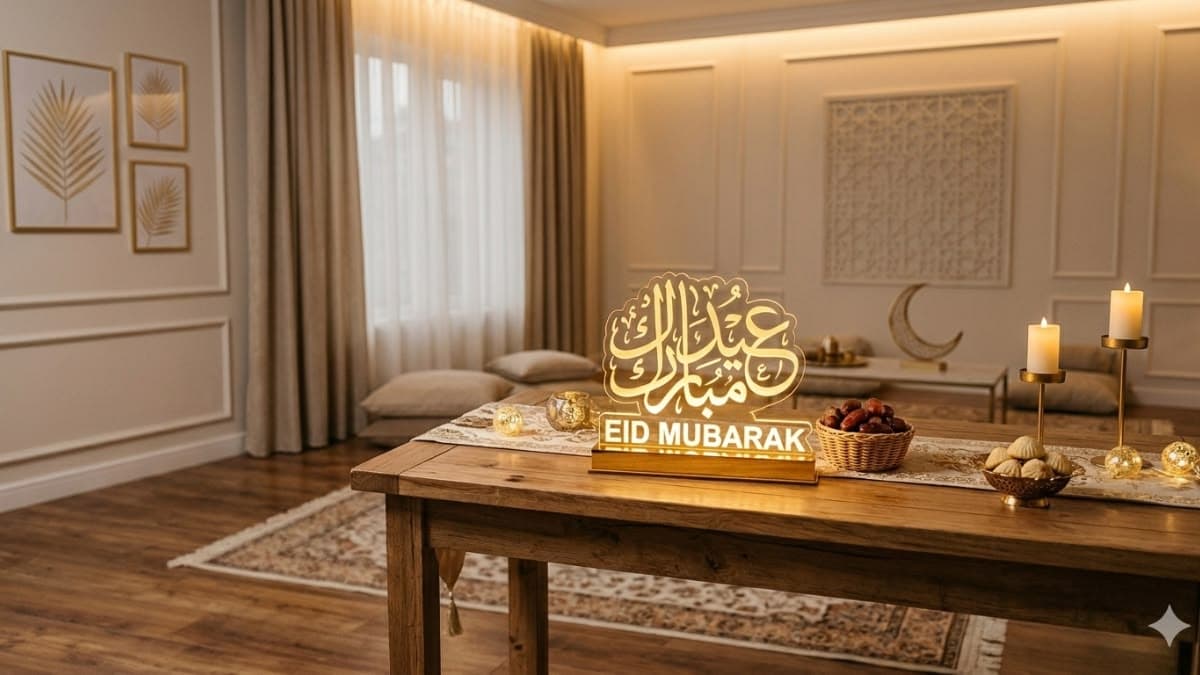 Ramadan Crescent Moon Lantern - Gold