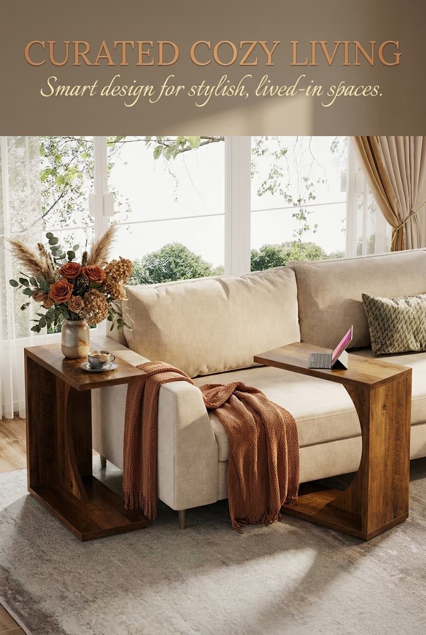 Tribesigns C-Shaped End Table for Couch Sofa Side Table 11.8x23.6 Inch
