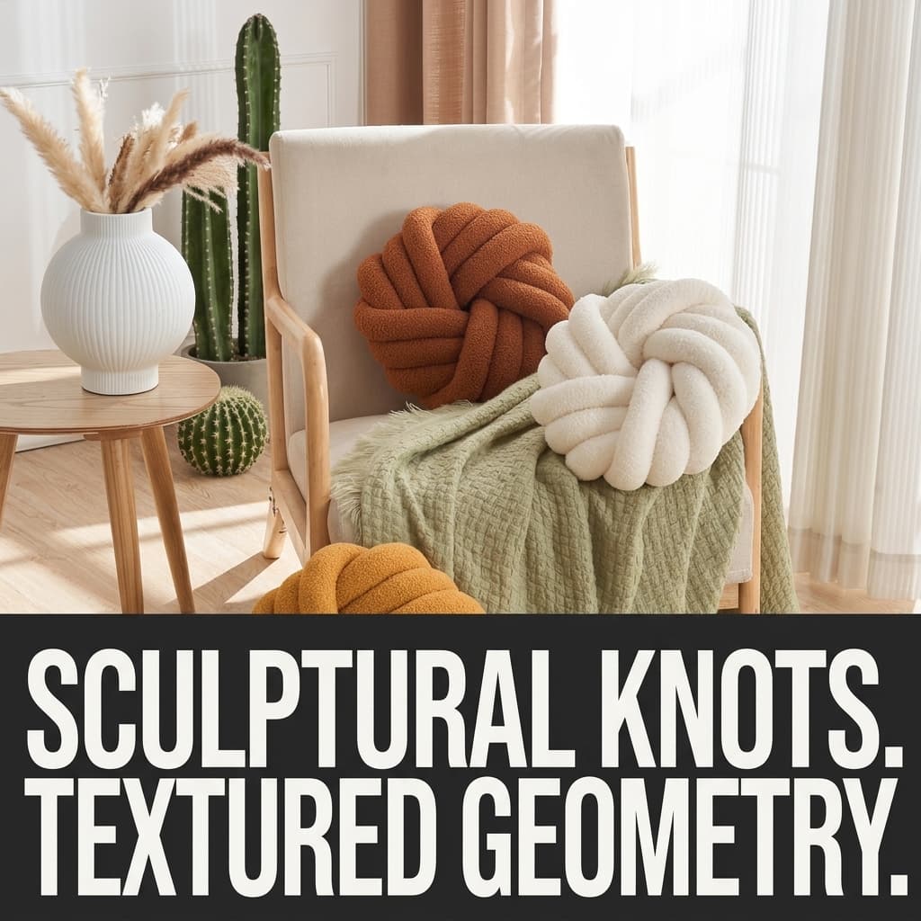 Vdoioe Bouclé Knot Ball Throw Pillow