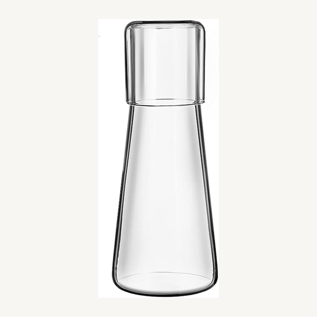 ZILJJ 30 oz Borosilicate Bedside Water Carafe and Glass Cup Set Clear